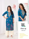 Glam Up By Blue Hills Rayon Embroidery Wholesale Kurti With Bottom In India